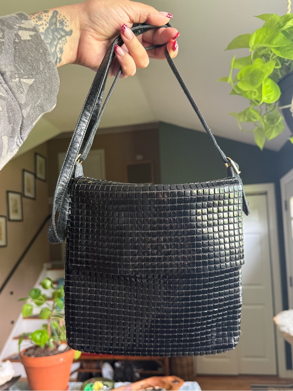 Vintage 60s/70s La Regale Black Mini Tile Crossbody